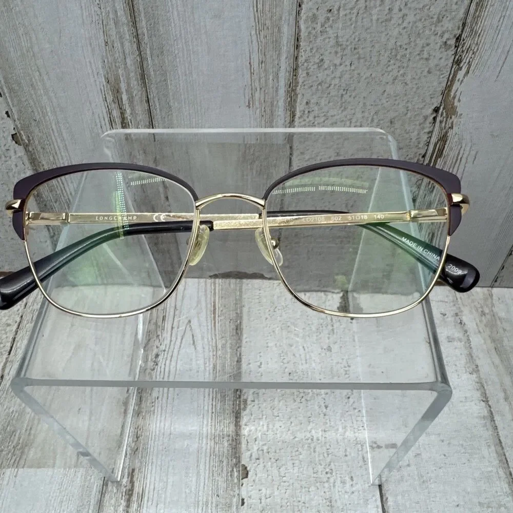 LONGCHAMP LO2108 602 WINE GOLD AUTHENTIC EYEGLASS FRAMES CAT EYE 51-18-140 CASE